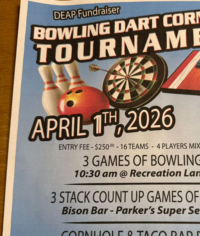 DEAP Bowling, Dart, & Cornhole Tournament